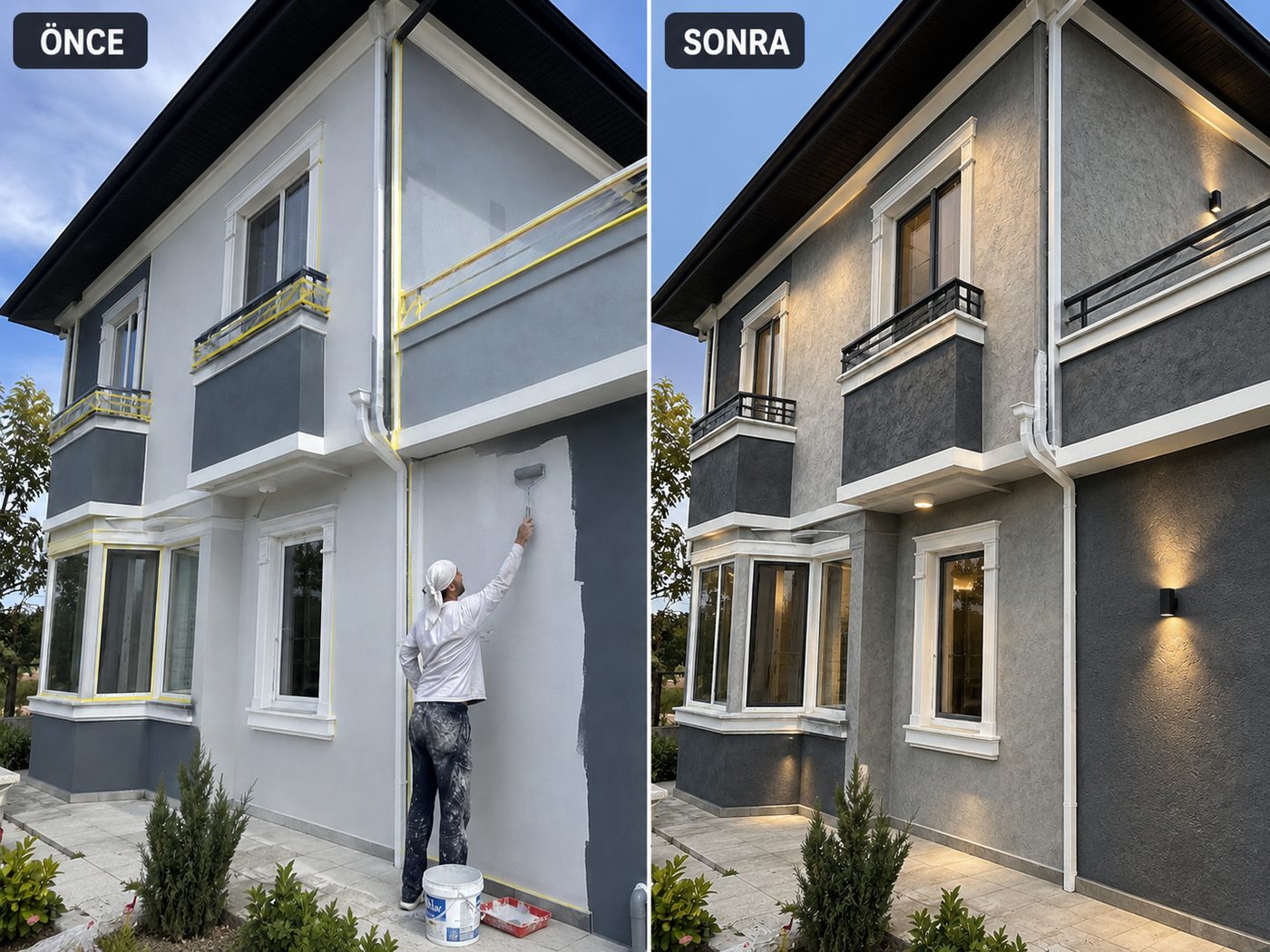 Rafet Paşa dış cephe boya öncesi ve sonrası